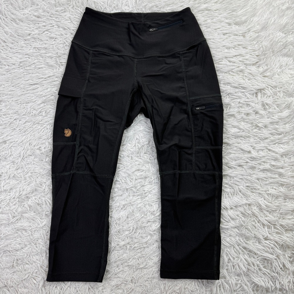 Fjallraven Pants Womens Small Gray Abisko Trekking Tights 3/4 Leggings Climbing